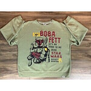Star Wars Sweatshirt Large L Green Boba Fett Bounty Hunter Disney Parks Sweater